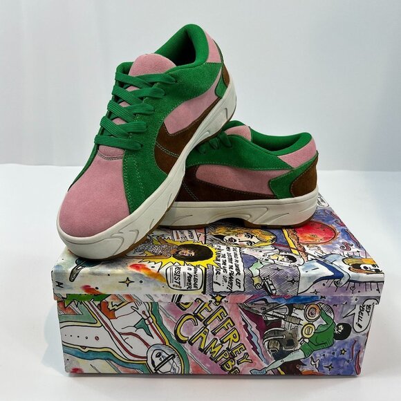 New Jeffrey Campbell Limit Pink Green Suede Multi Platform Sneaker - Picture 1 of 16
